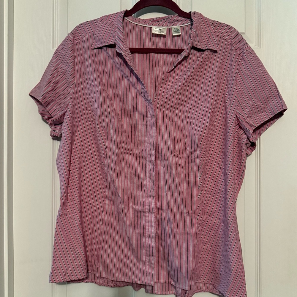 Pink button down striped cotton shirt